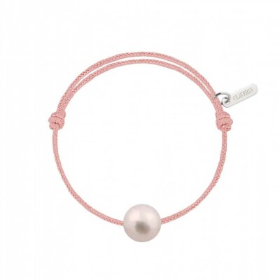 Bracelet Claverin simply pearly sur cordon rose poudré en argent et perle blanche